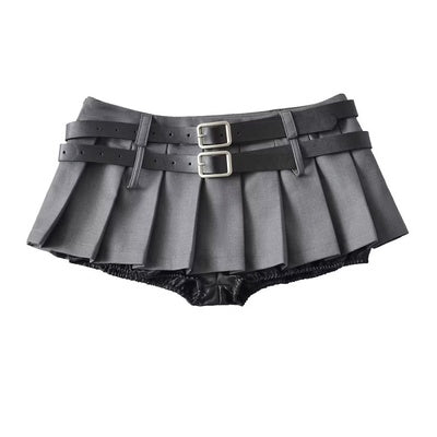 DOUBLE BELT SKORT - LOW WAIST