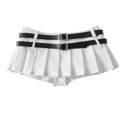 DOUBLE BELT SKORT - LOW WAIST