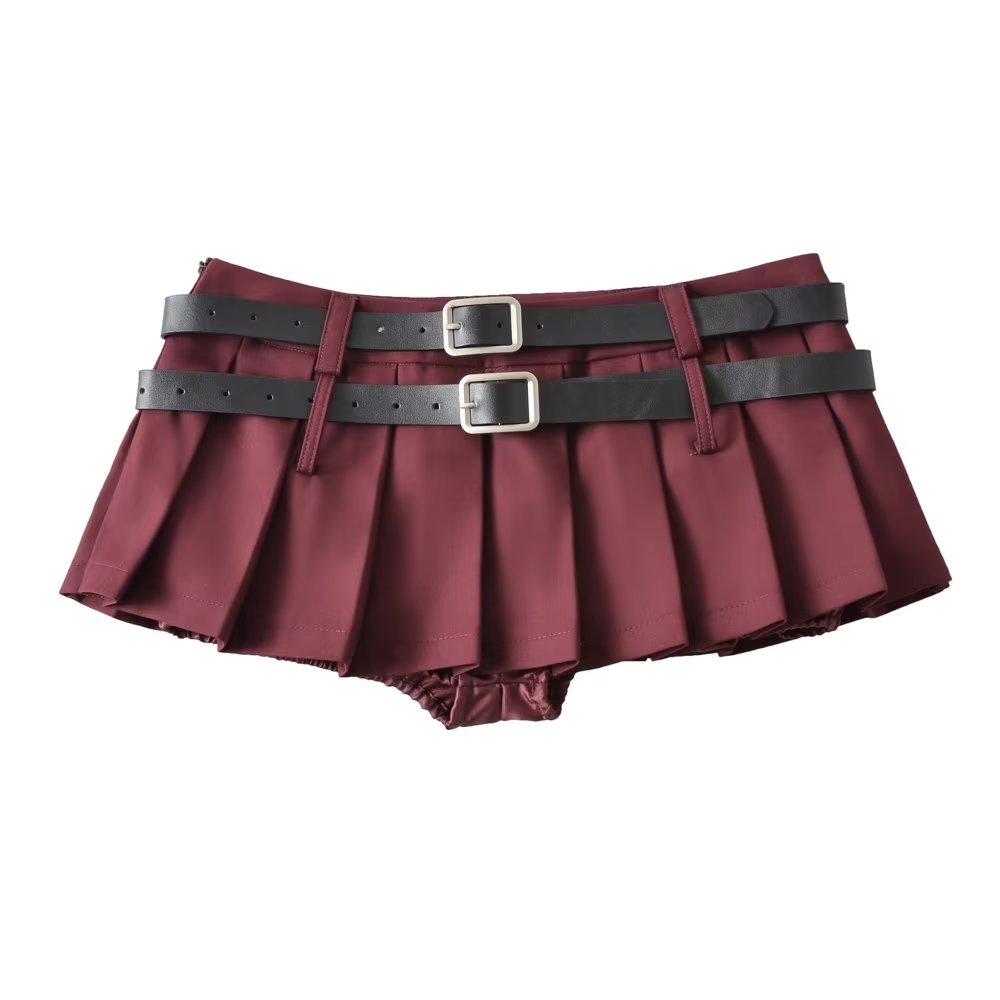 DOUBLE BELT SKORT - LOW WAIST