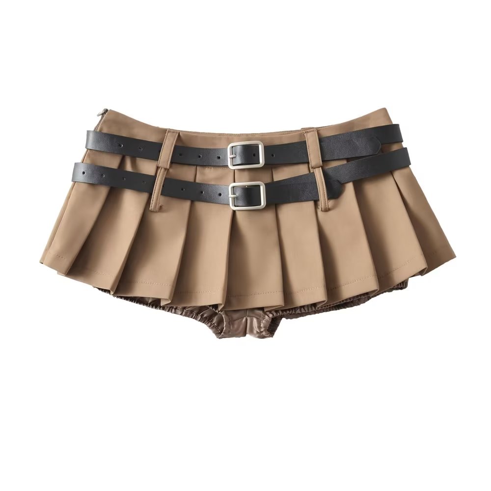 DOUBLE BELT SKORT - LOW WAIST