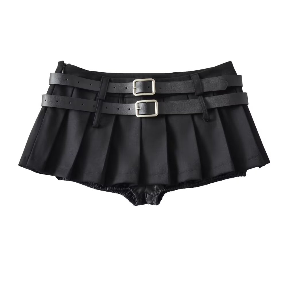 DOUBLE BELT SKORT - LOW WAIST