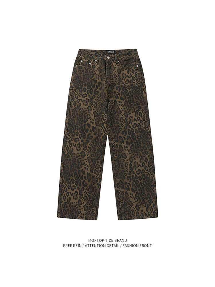 Straight Pants - Leopard Print