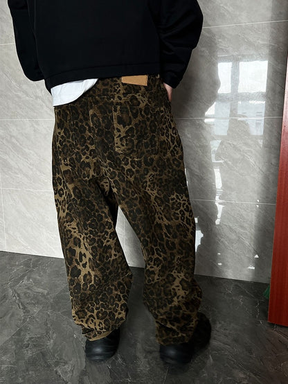 LEOPARD WIDE LEG JEANS - UNISEX