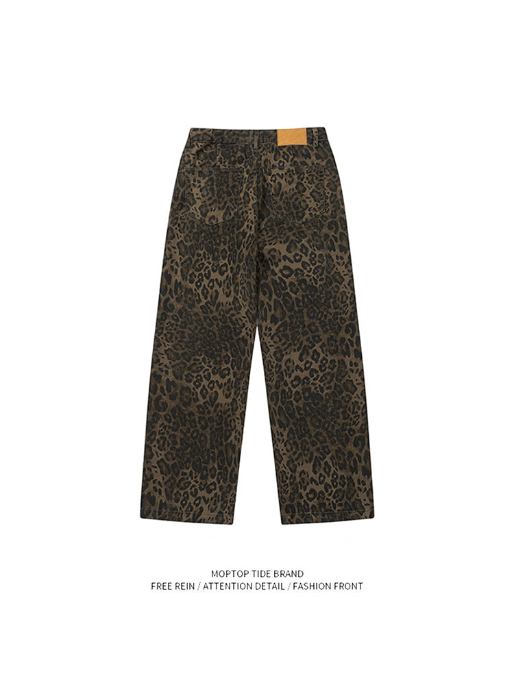 Straight Pants - Leopard Print